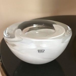 Kosta Boda white glass candle holder.